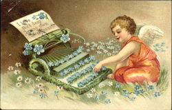 Cupid typing a letter Postcard