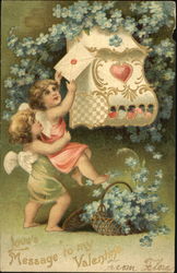 Cupids Mailing a letter Postcard