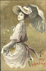 Lady with Parasl Postcard