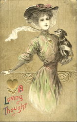 Woman Holding a Dog Postcard