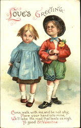 Old-Fashioned Children Walking Arm-in-Arm Postcard