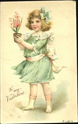 Pretty Girl Holding Flowers Children Postcard Postcard