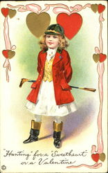 Young Girl in Fox Hound Hunting costume Children Postcard Postcard