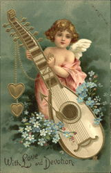 Cupid with Mandolin Postcard Postcard