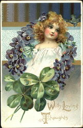 Girl wearing a flower wreath Postcard