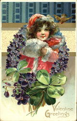 Girl surrounded by flowers Postcard