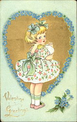 Girl in Flowered Dress Children Postcard Postcard