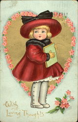 Girl Holding Book Postcard