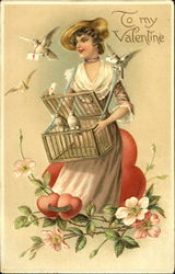 Women with birds Postcard Postcard