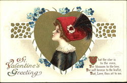 A Profile Portrait of a Beautiful Lady for Valentine's Day Postcard Postcard