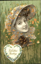 Preety Women with falling flowers Postcard