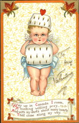 Cherub with fur muff and hat Postcard