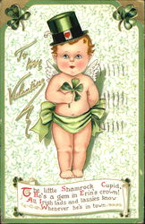 Irish Cupid holding a shamrock Postcard Postcard