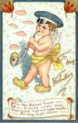 Cupid in wooden shoes, smoking long pipe Postcard Postcard