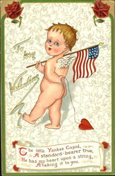 Little Cupid Holding an American Flag Postcard