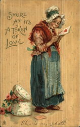 Haggard Woman Reading a Valentine's Card Women Postcard Postcard