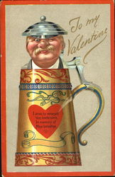 Moustached Man in Beer Stein Postcard