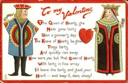 Queen giving heartine to King Postcard