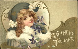 Face of young woman in hat and fur Postcard