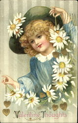 Pretty GIrl WIth a Garland of Daisys Children Postcard Postcard