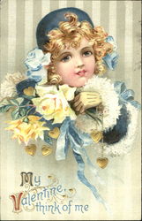 Girl Holding Rose Bouquet Postcard