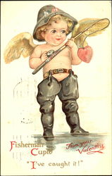 Cupid Fishing Postcard Postcard