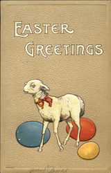 Lamb and Colored Eggs Postcard