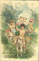 Angels Riding Lambs With Angels Postcard Postcard