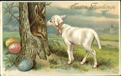 A Rabbit and a Lamb Postcard