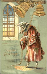 Lamb standing ringint 2 bells Postcard