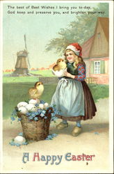 Dutch Girl with Chicks Postcard