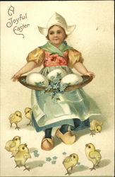 Little Dutch Girl and Chicks Postcard