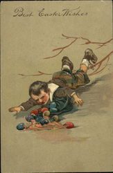 Fallen child with cracked eggs Postcard