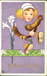 Fade Away Baby Holding Chicken With Children Postcard Postcard