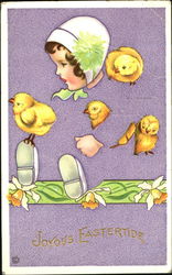 Fade Away Girl's head hand & feet, & 4 chicks With Chicks Postcard Postcard