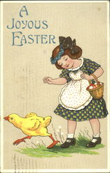 Girl with Chicken Postcard