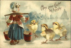 Milkmaid with Chicks Postcard