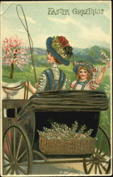 Girl & woman in carriage With Children Postcard Postcard