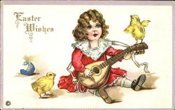 Pretty girl playing music Postcard