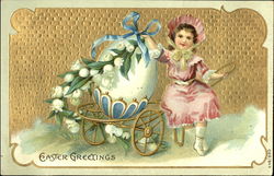 Girl with Egg and Flowers With Children Postcard Postcard