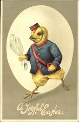 Chick Wearing a Blue Jacket Postcard