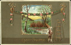 Pastoral Scene with Flower Garland Postcard