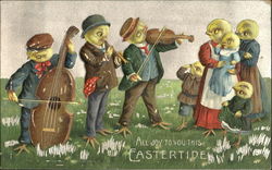 Chicks Playing Instruments Postcard