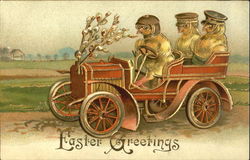 Three chicks driving a car Postcard