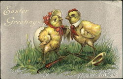 Two Easter Chicks With Chicks Postcard Postcard