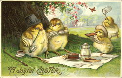 Chicks having a picnic With Chicks Postcard Postcard