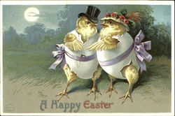 Two Happy Chicks Postcard