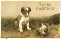 Dog and a Chick Postcard