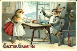 Easter Bunny and Chick Postcard