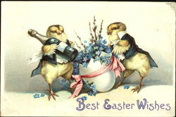 Chicks in Tailcoats with Champagne With Chicks Postcard Postcard